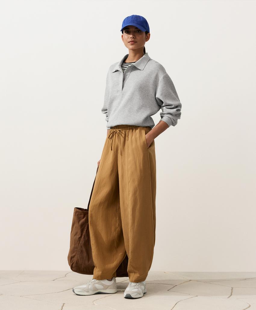 Брюки-Balloon со швами из смесовой ткани с лиоцеллом и 24% льна