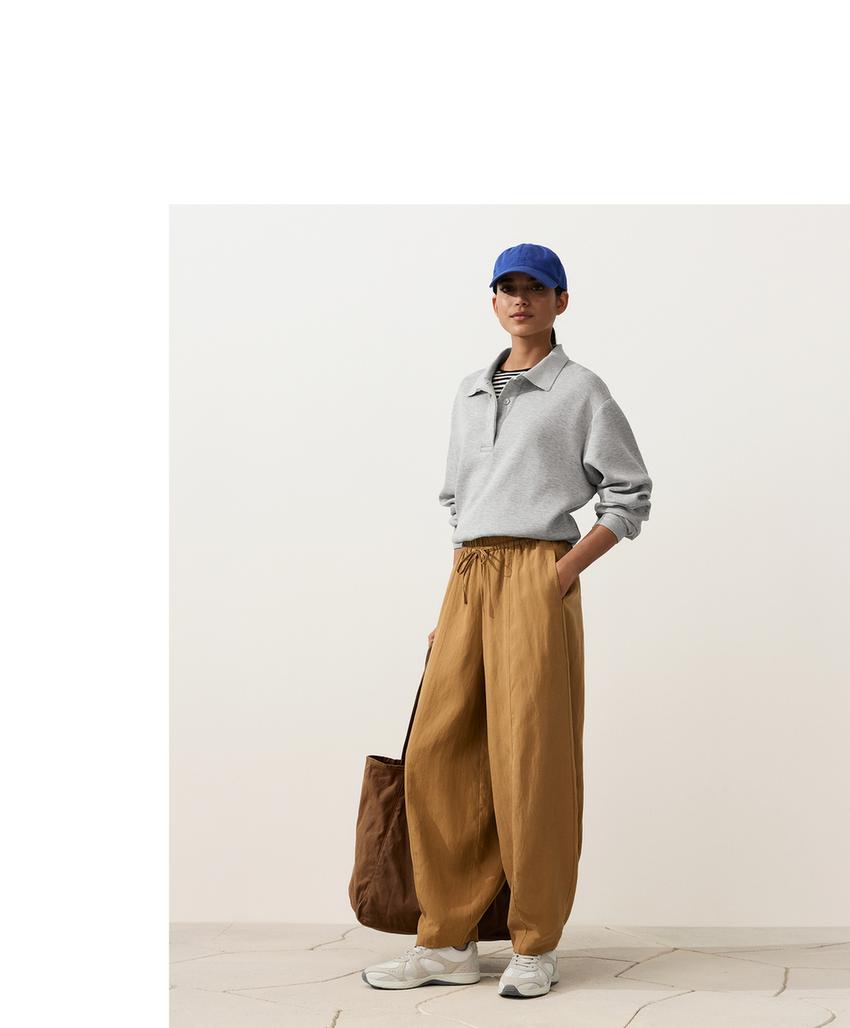 Брюки-Balloon со швами из смесовой ткани с лиоцеллом и 24% льна