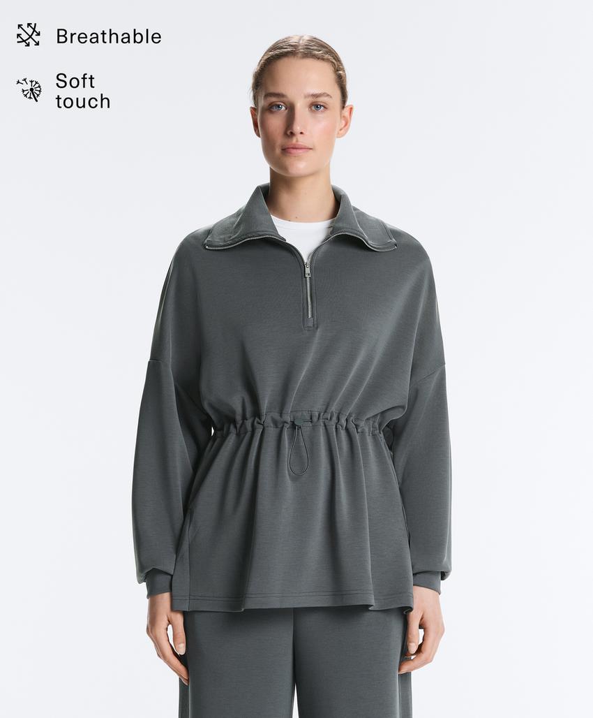 Толстовка на полумолнии из модала с мягким прикосновением