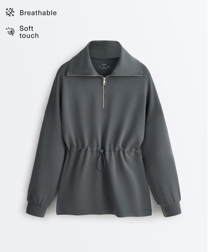 Толстовка на полумолнии из модала с мягким прикосновением