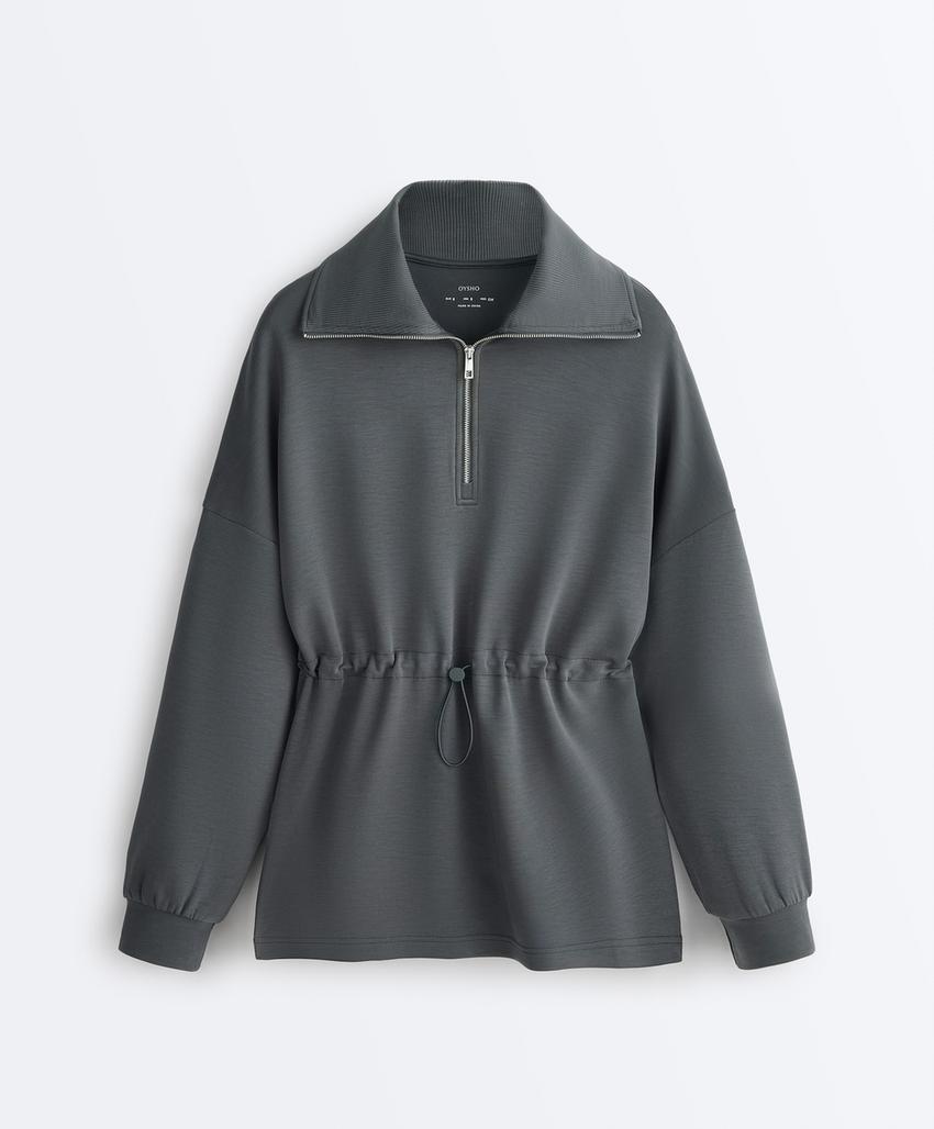 Толстовка на полумолнии из модала с мягким прикосновением