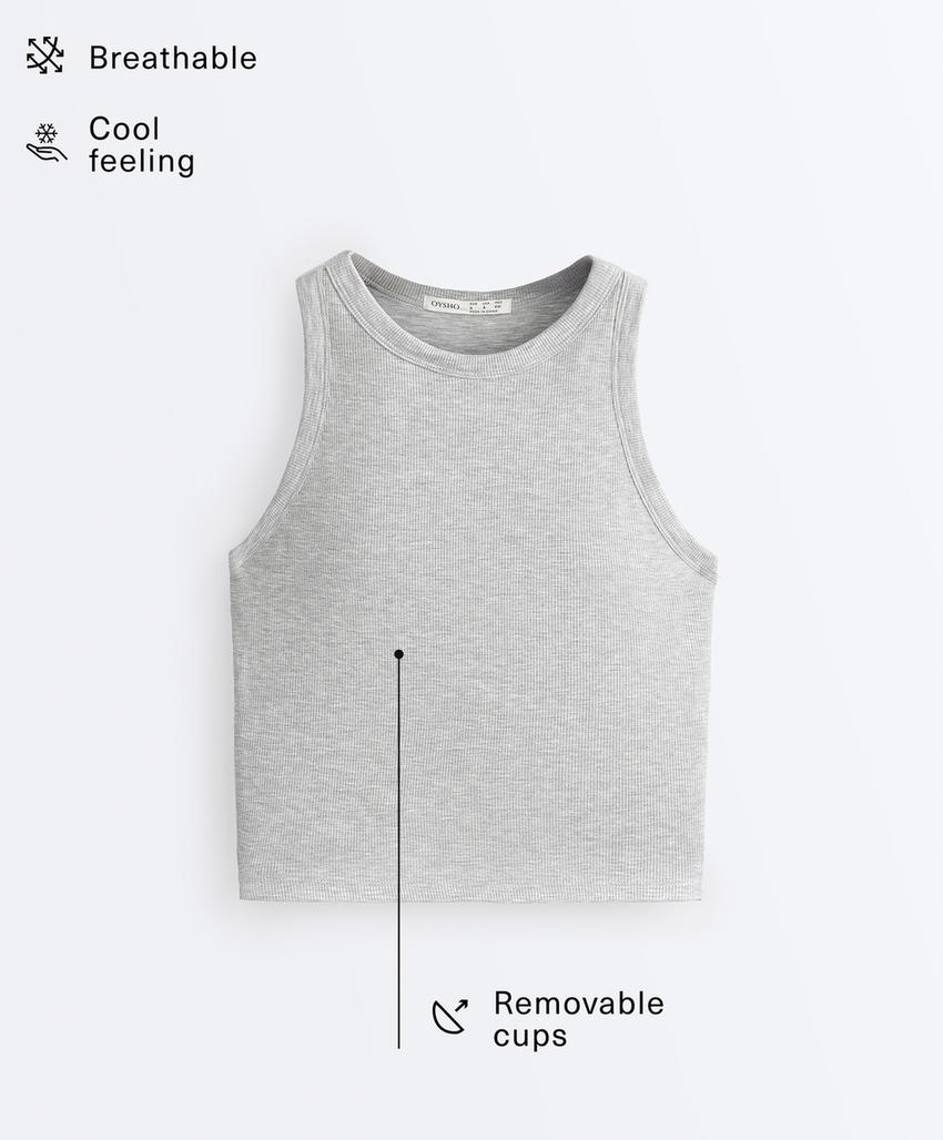 Удлиненный топ-майка в рубчик из смесового модала