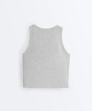 Удлиненный топ-майка в рубчик из смесового модала- Заказать в России