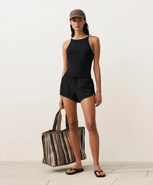 Купальник халтер с контрастной окантовкой- Заказать в России