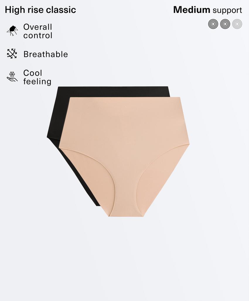 2 invisible polyamide blend medium-support high-waisted classic briefs