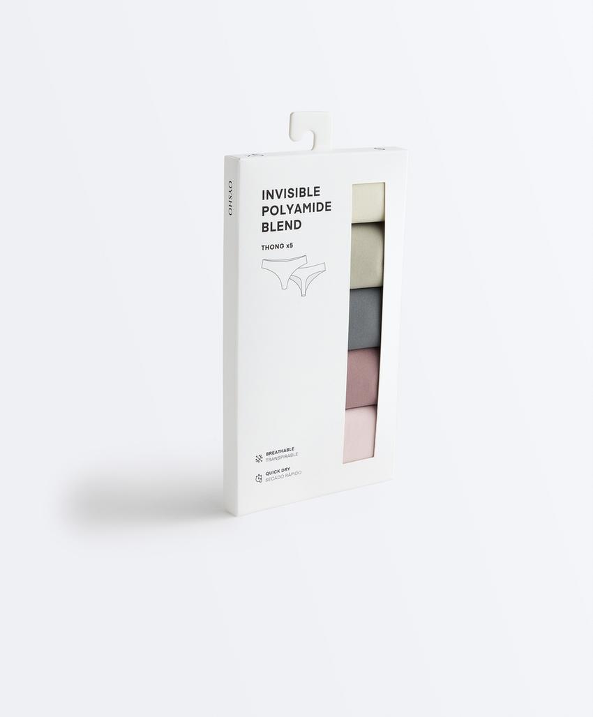 5 трусов танга из смесового полиамида с лазерной обработкой края