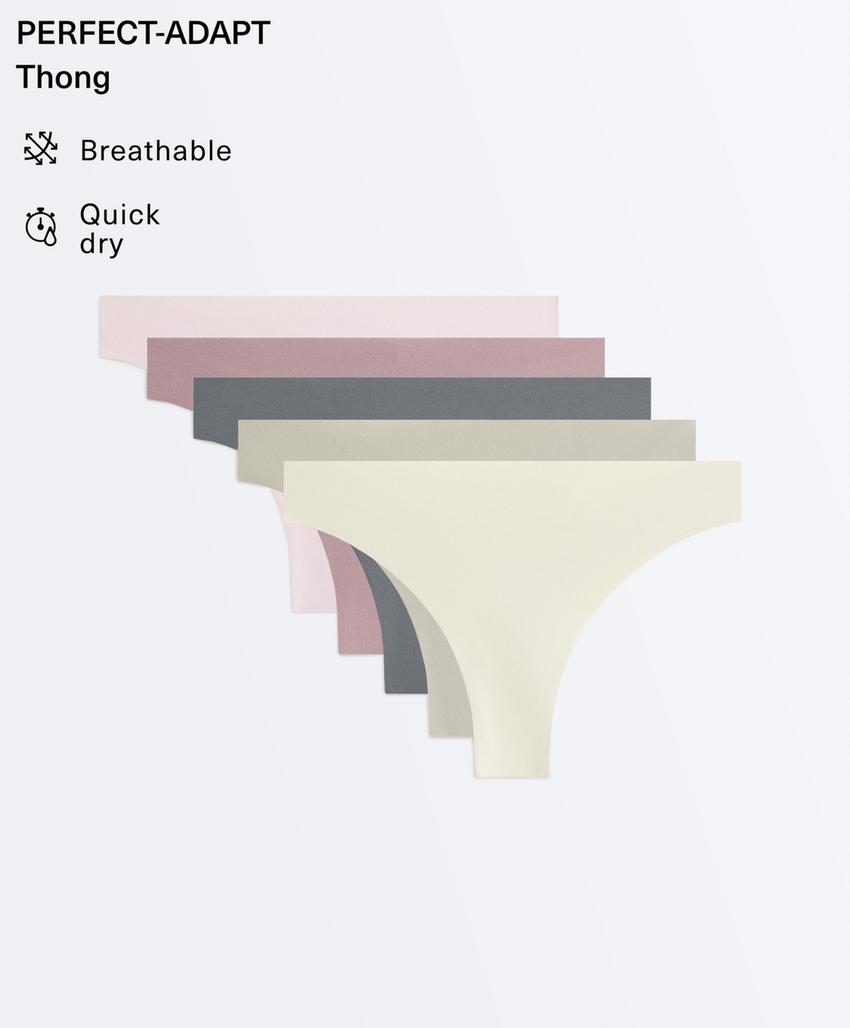 5 трусов танга из смесового полиамида с лазерной обработкой края