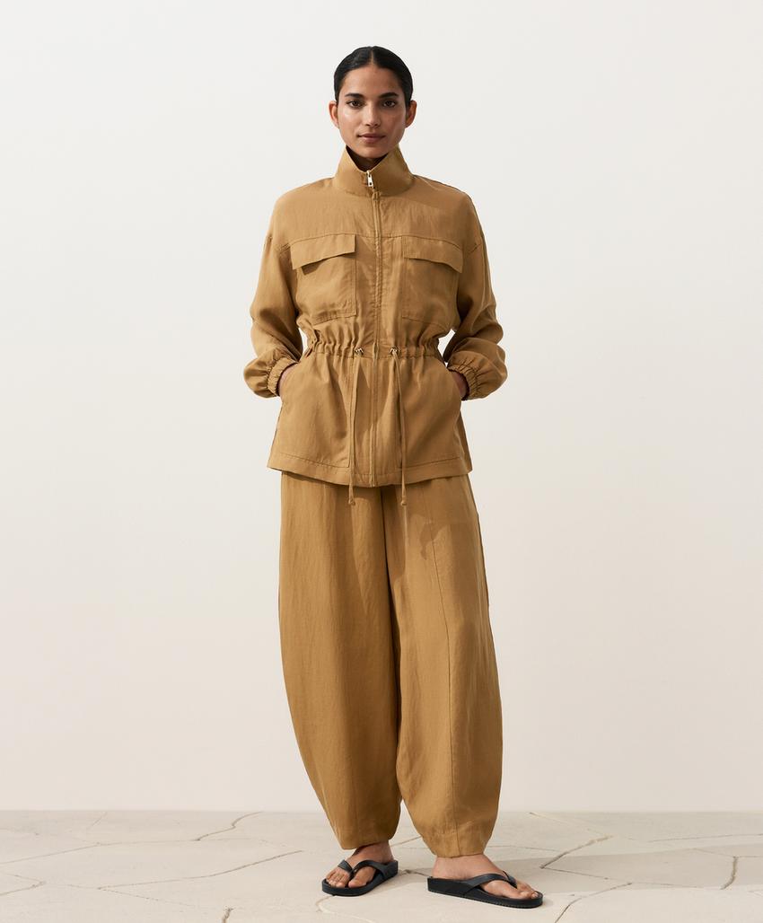 Куртка с присборенной талией из смеси лиоцелла и 24% льна