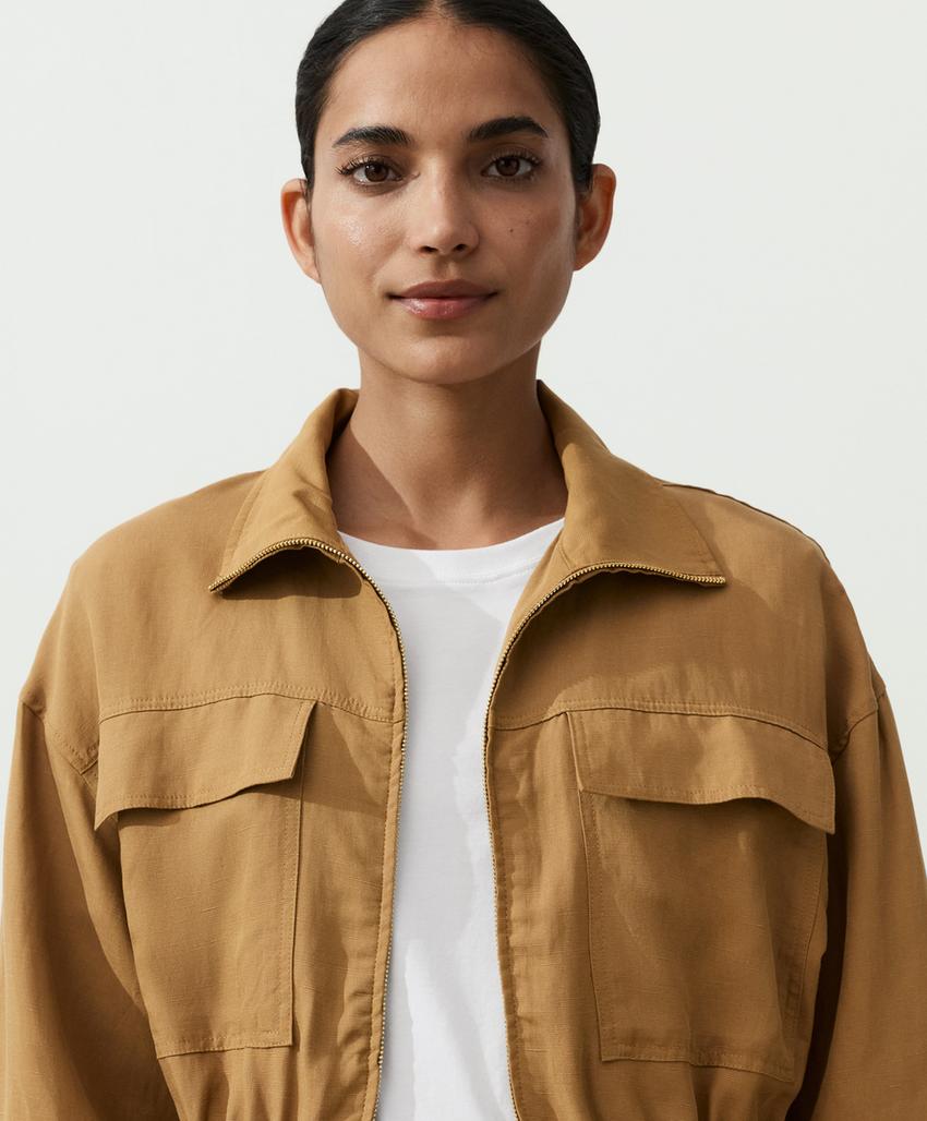 Куртка с присборенной талией из смеси лиоцелла и 24% льна