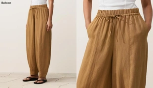Брюки-Balloon со швами из смесовой ткани с лиоцеллом и 24% льна- Заказать в России