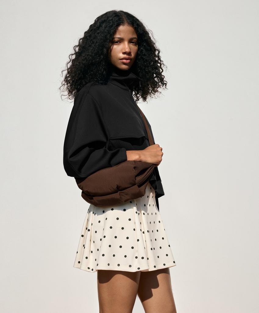 Юбка в горошек из ткани пике с хлопком