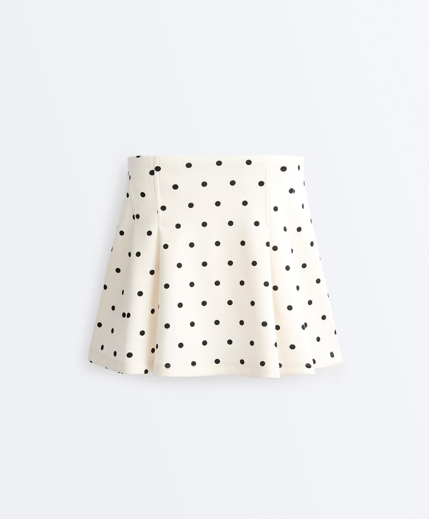 Юбка в горошек из ткани пике с хлопком