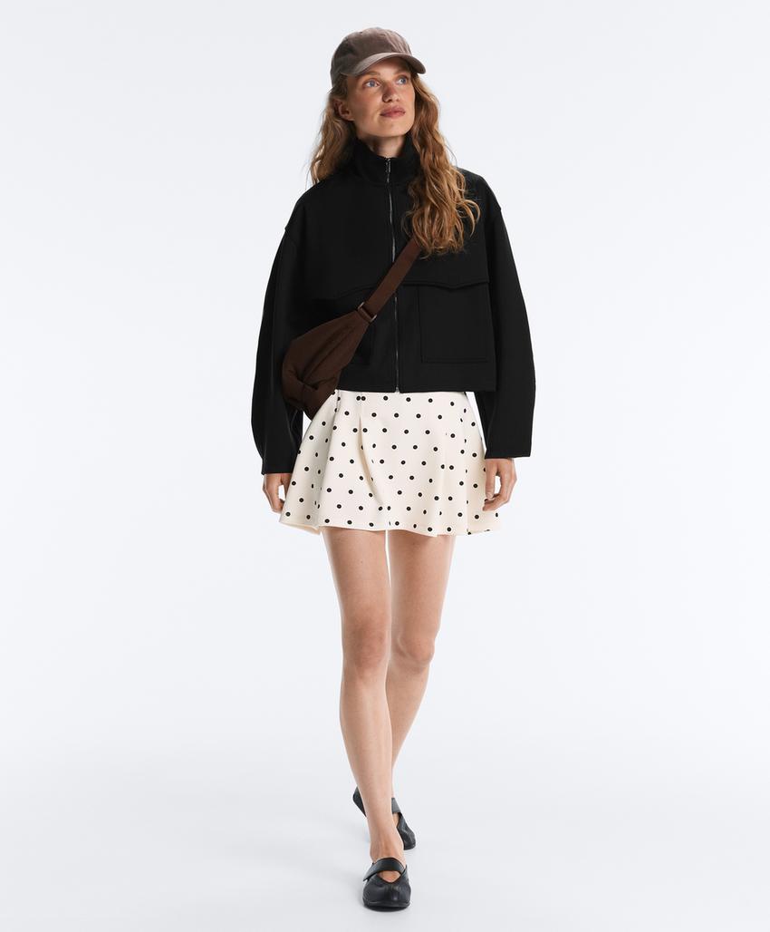 Юбка в горошек из ткани пике с хлопком