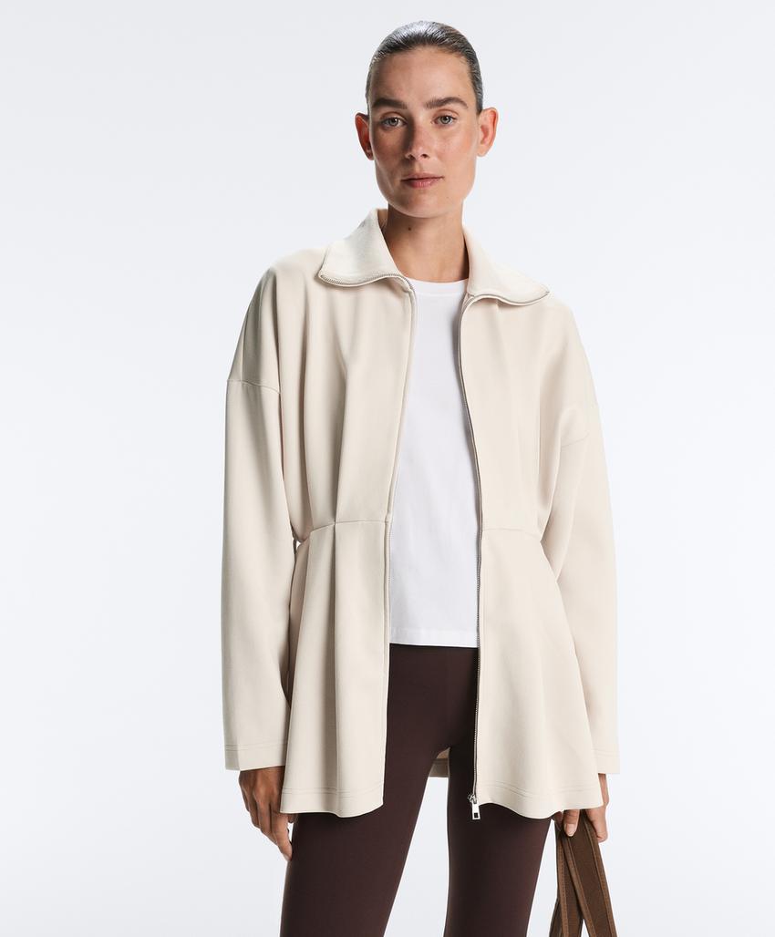 Длинная куртка из пике с поясом и складками, хлопок