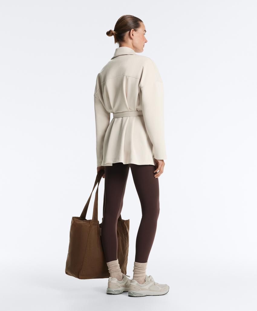 Длинная куртка из пике с поясом и складками, хлопок