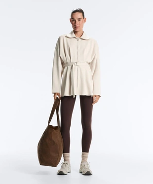 Длинная куртка из пике с поясом и складками, хлопок- Заказать в России