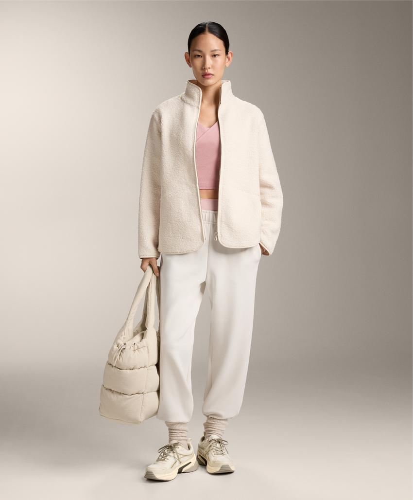 Лонгслив на запах из смесового хлопка в рубчик