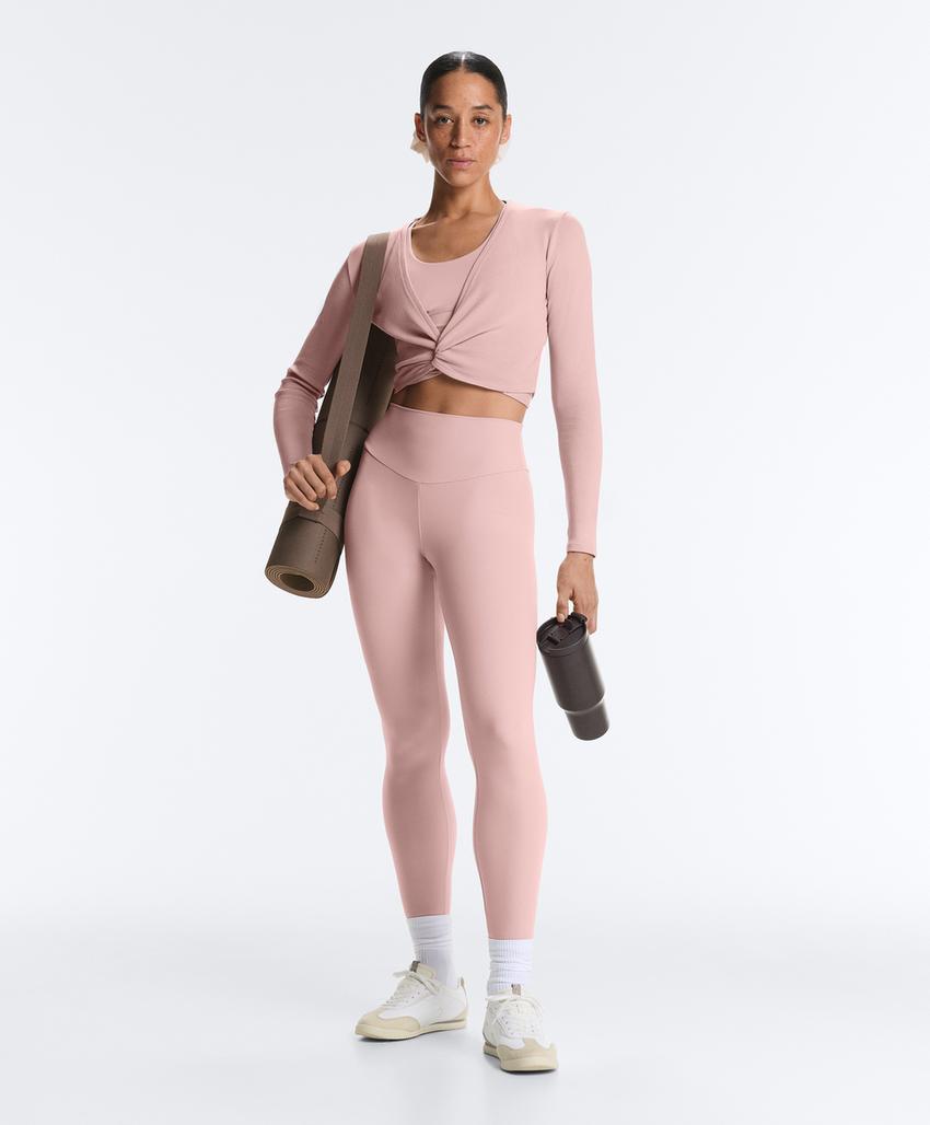 Лонгслив на запах из смесового хлопка в рубчик