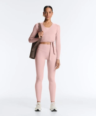 Лонгслив на запах из смесового хлопка в рубчик- Заказать в России