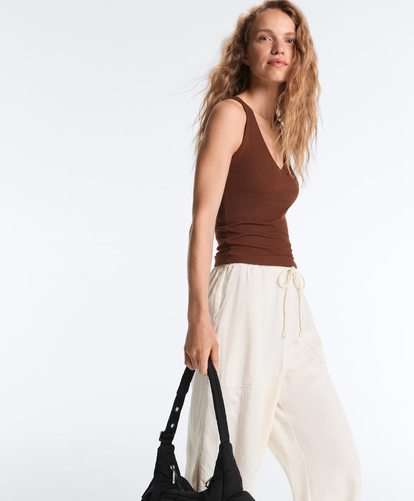 Tank top в рубчик из смесового модала