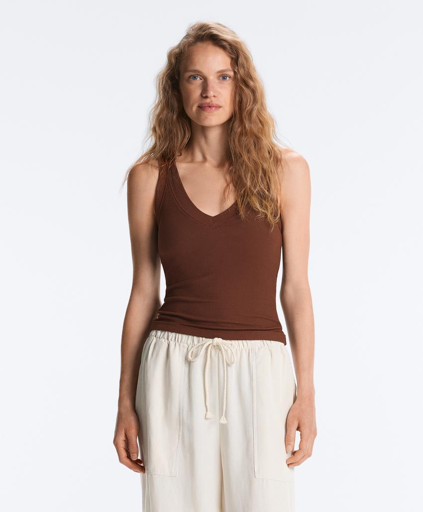 Tank top в рубчик из смесового модала