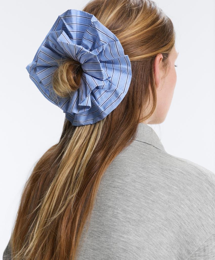 Резинка для волос макси из 100% хлопка в полоску