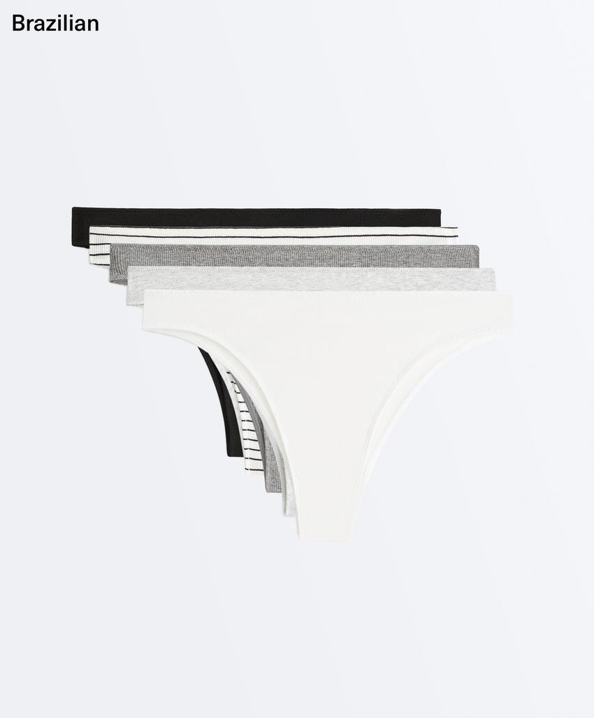 5 трусов бразильяно Rib из смесового хлопка