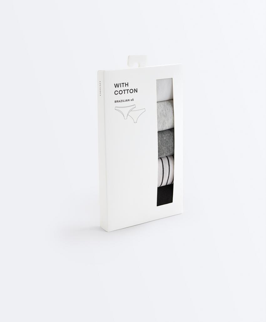 5 трусов бразильяно Rib из смесового хлопка