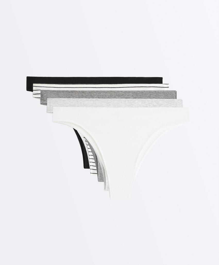 5 трусов бразильяно Rib из смесового хлопка