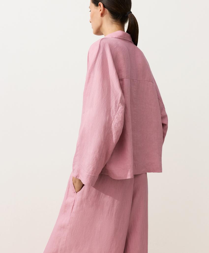 Рубашка-поло оверсайз с длинными рукавами из 100%-го льна