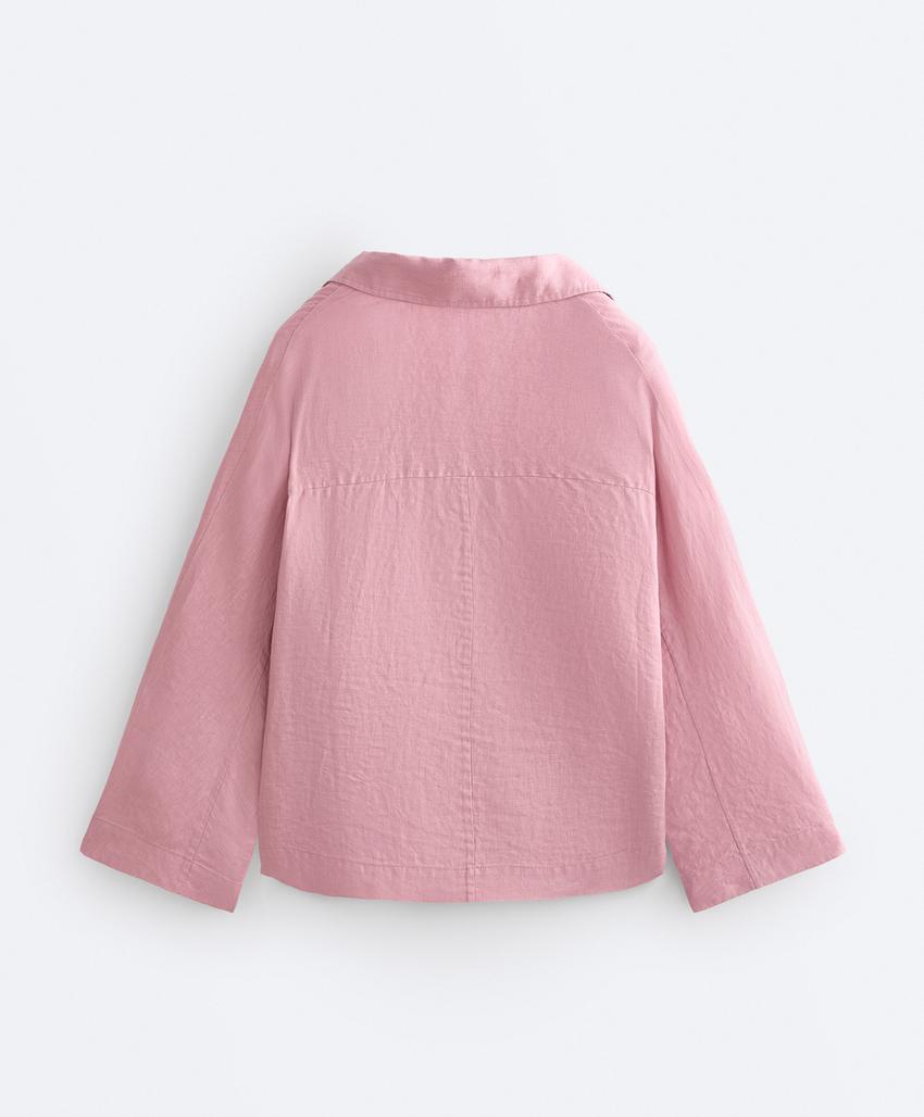 Рубашка-поло оверсайз с длинными рукавами из 100%-го льна