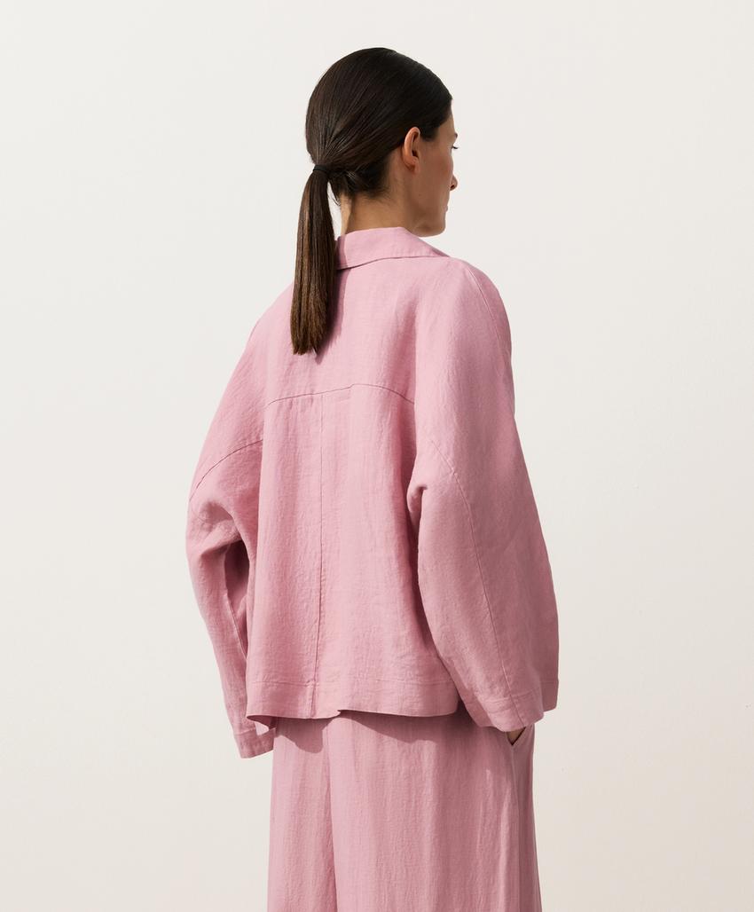 Рубашка-поло оверсайз с длинными рукавами из 100%-го льна