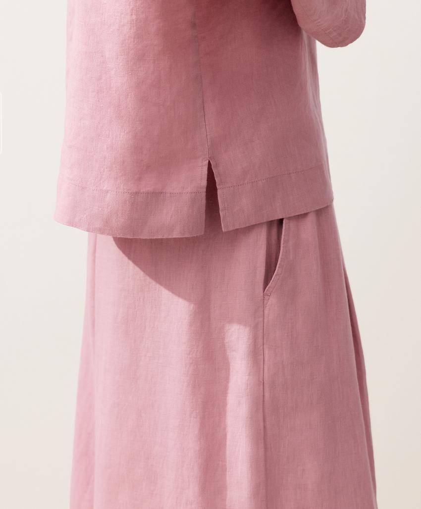 Рубашка-поло оверсайз с длинными рукавами из 100%-го льна