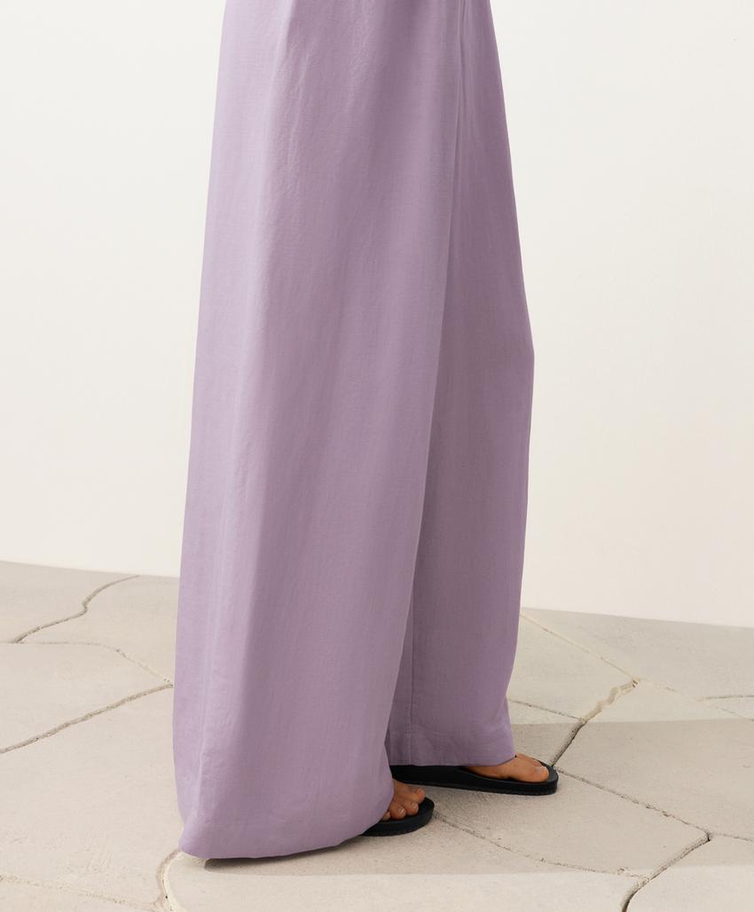 Длинный комбинезон с отложным воротником из ткани с хлопком