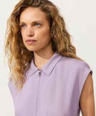 Длинный комбинезон с отложным воротником из ткани с хлопком- Заказать в России