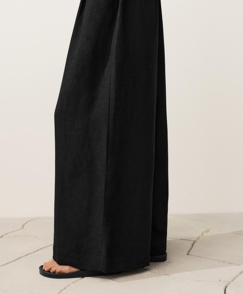 Длинный комбинезон с отложным воротником из ткани с хлопком