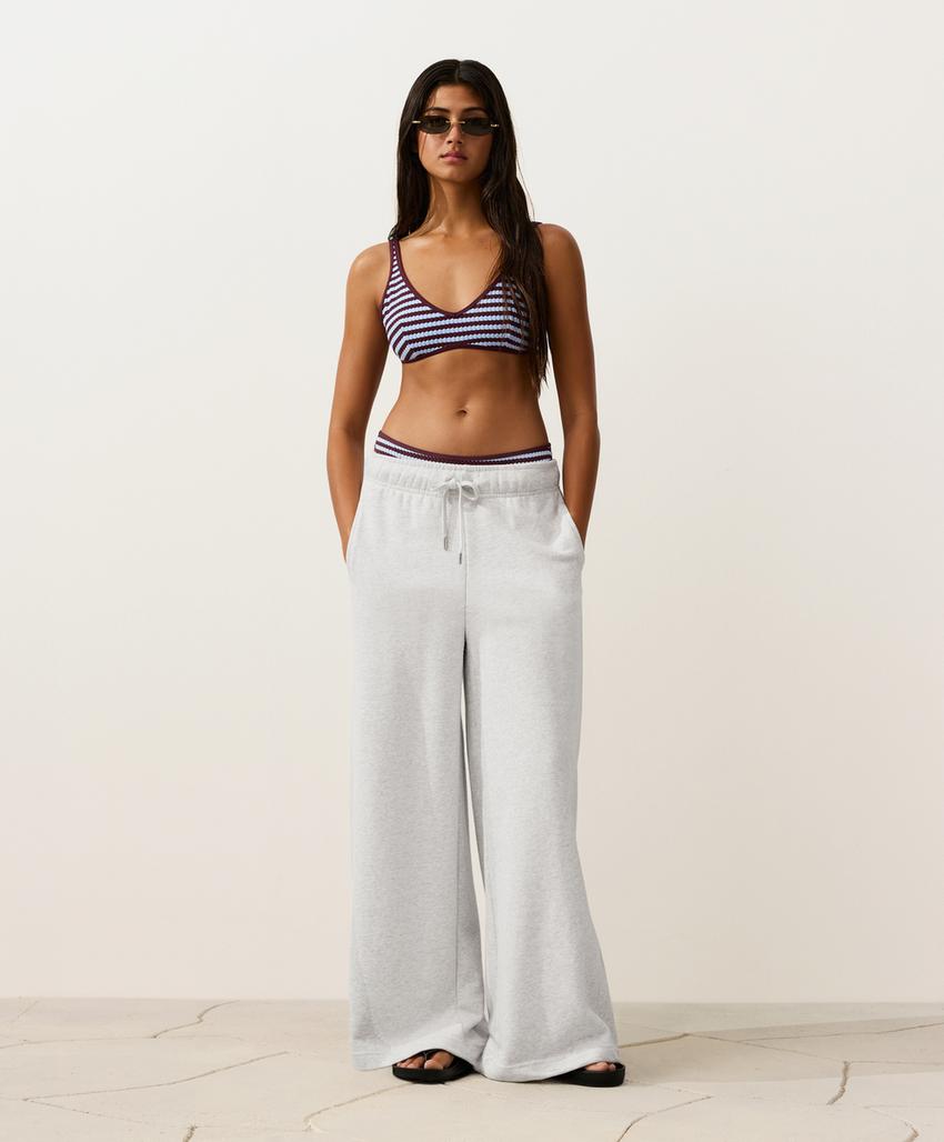 Топ бикини халтер из рельефной ткани в полоску