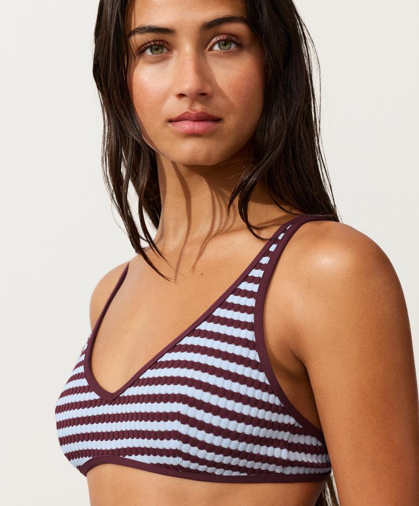 Топ бикини халтер из рельефной ткани в полоску