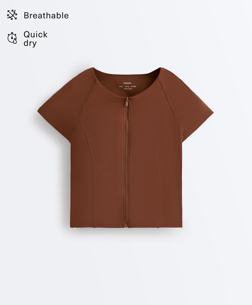 Футболка на молнии с короткими рукавами