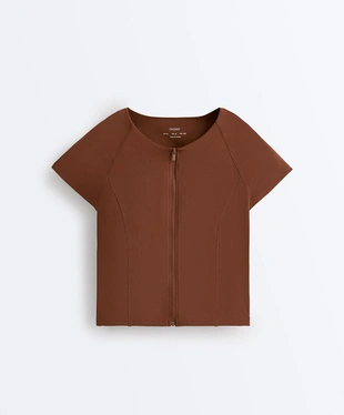 Футболка на молнии с короткими рукавами- Заказать в России