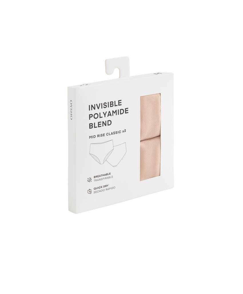 2 invisible polyamide blend classic mid-rise briefs