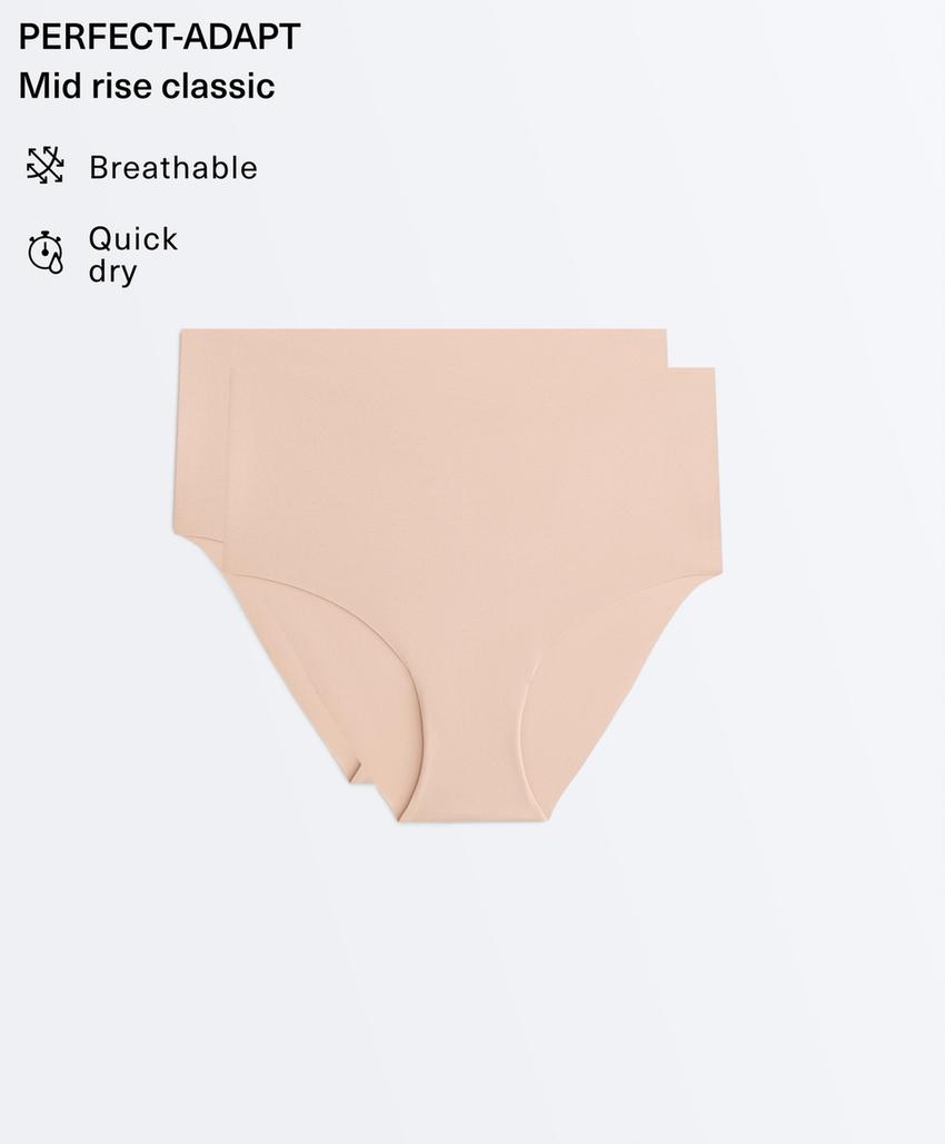 2 invisible polyamide blend classic mid-rise briefs