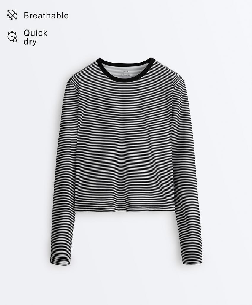 Лонгслив в полоску из высокотехнологичной ткани