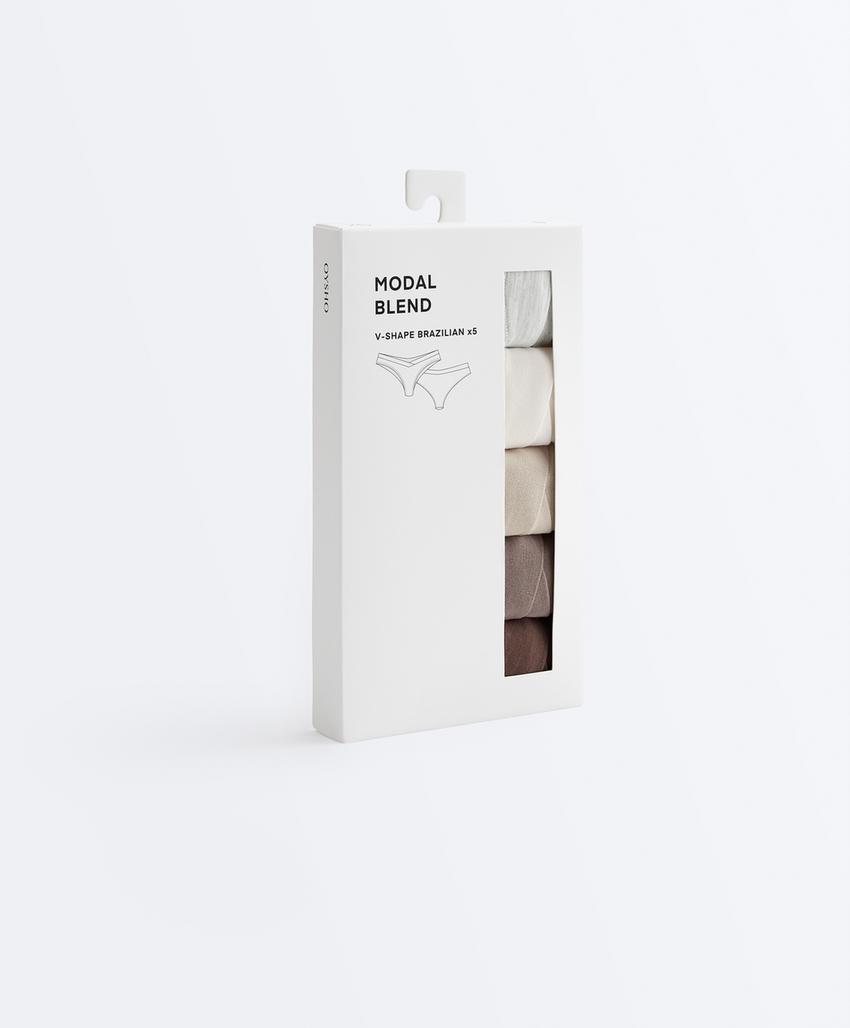 5 трусов бразильяно из смесового модала с V-образным вырезом