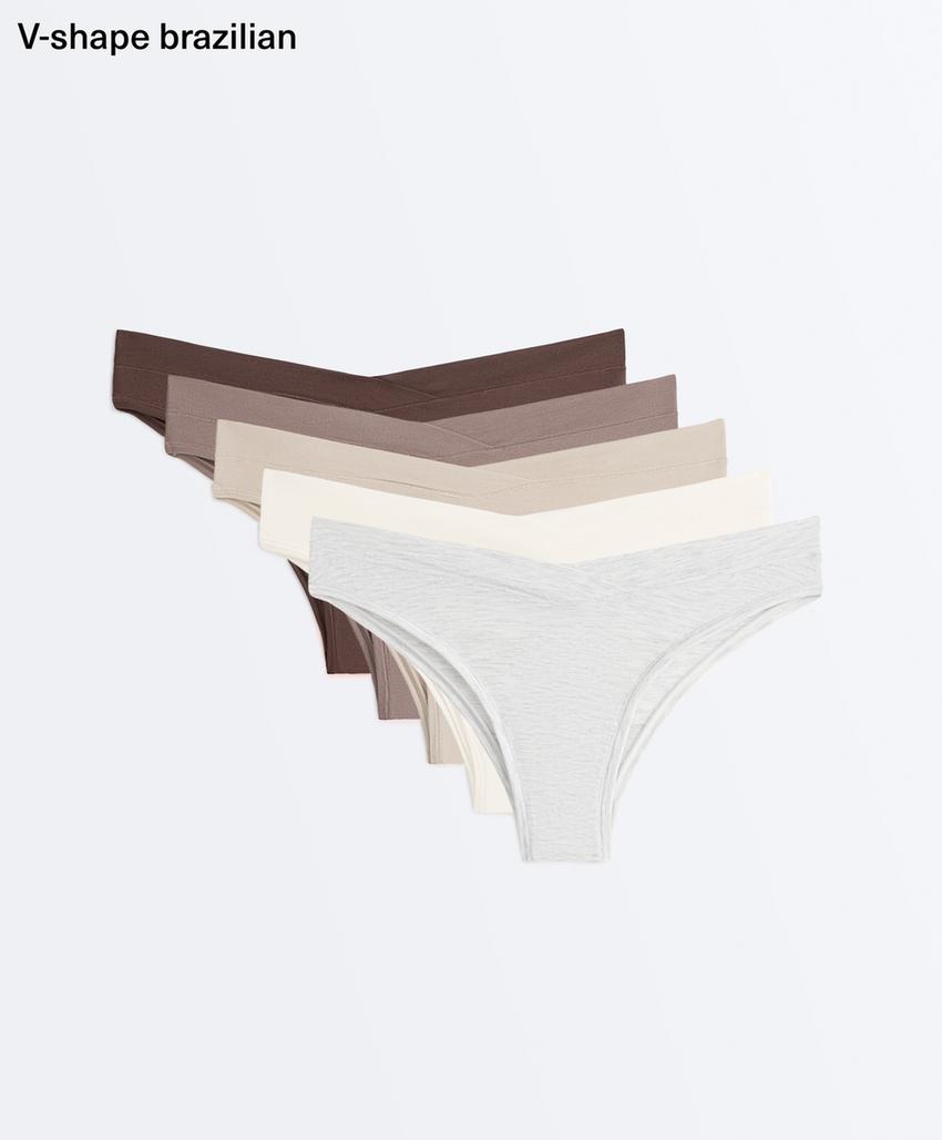 5 трусов бразильяно из смесового модала с V-образным вырезом