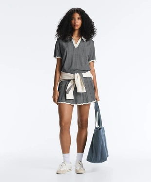 Поло из вязаного трикотажа в елочку- Заказать в России