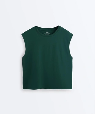 Топ без рукавов из смесового хлопка- Заказать в России