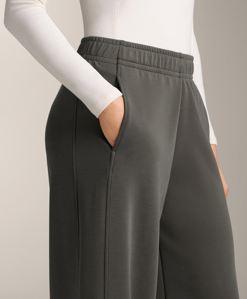 Широкие прямые брюки в рубчик с модалом и начесом