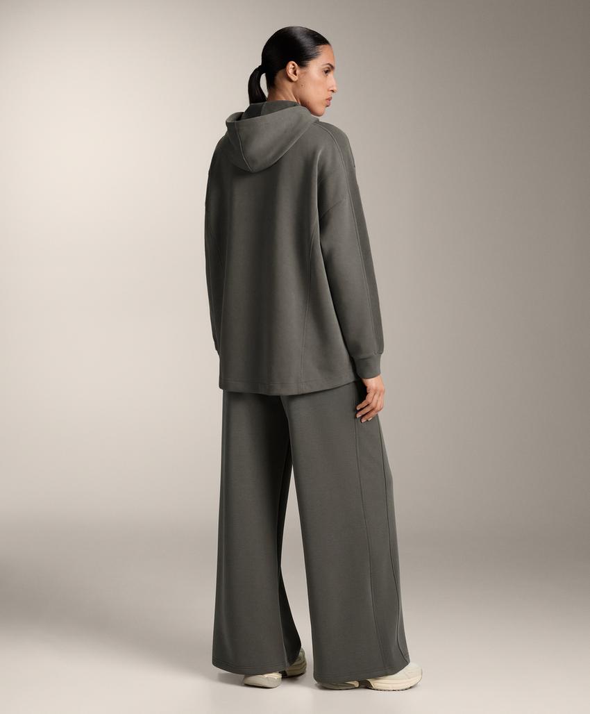 Широкие прямые брюки в рубчик с модалом и начесом