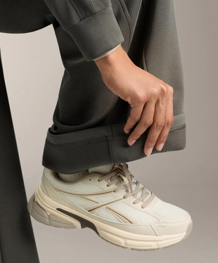 Широкие прямые брюки в рубчик с модалом и начесом- Заказать в России